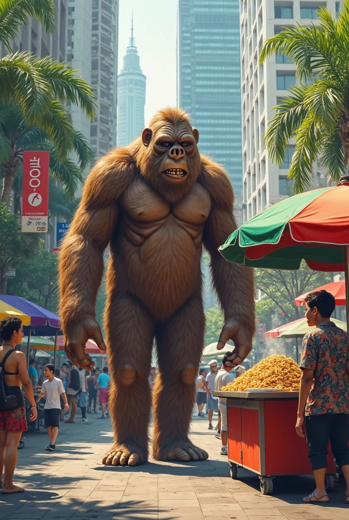 giant godly sloth walking in Miami