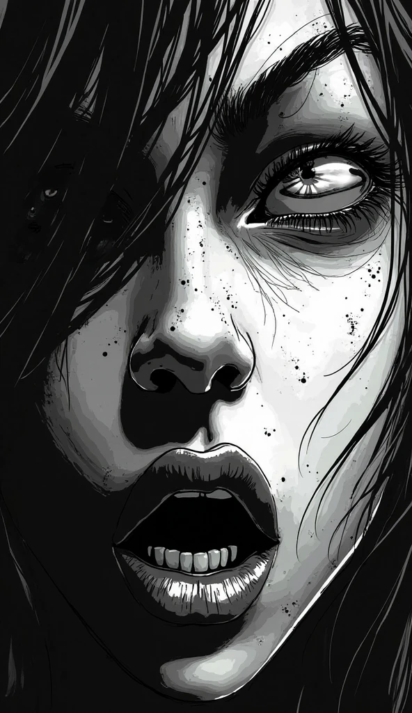 medium close up of a mother kissing a deformed zombie child on his cheek. Children's book style. Sketchy monochromatic.