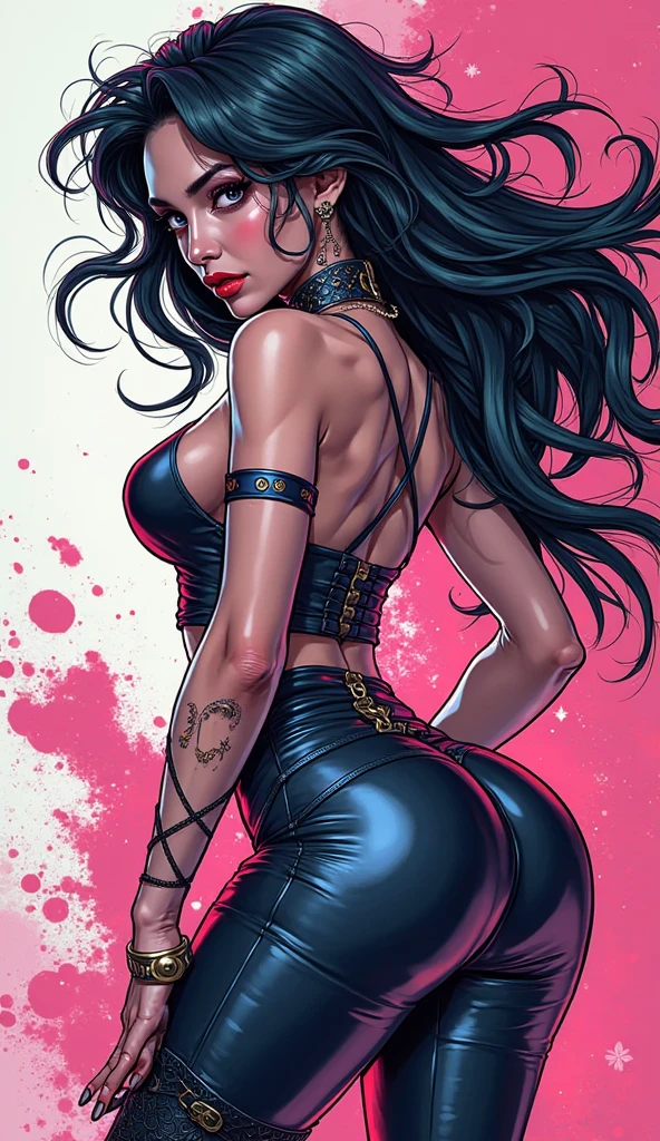 create a digital painting, 4k, SexyToon, a cartoon of a woman in a yellow and black outfit, cel - shaded, painted and colored art style, cel shaded!!!, high quality color drawing, digitally colored, color drawing , shaded cel:15, clean shaded cel, colored lineart, in a mixed æon flow style, full colored, colored lineart, fully colored