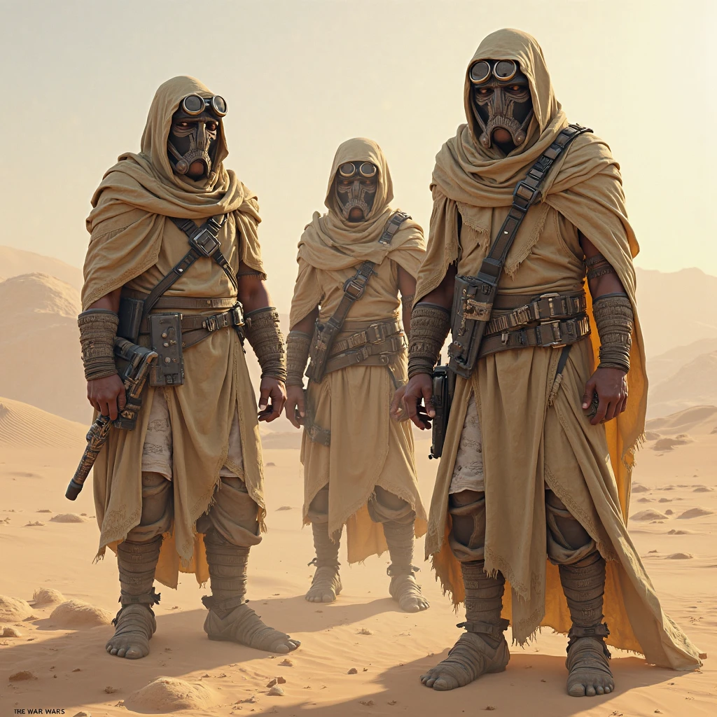 2 jawas side hugging, standing in the mojave desert, dunes, sunny, beautiful sky, looking at viewer, ((glowing eyes)), realistically detailed, absurdres, HDR, <lora:Jawa:.8>