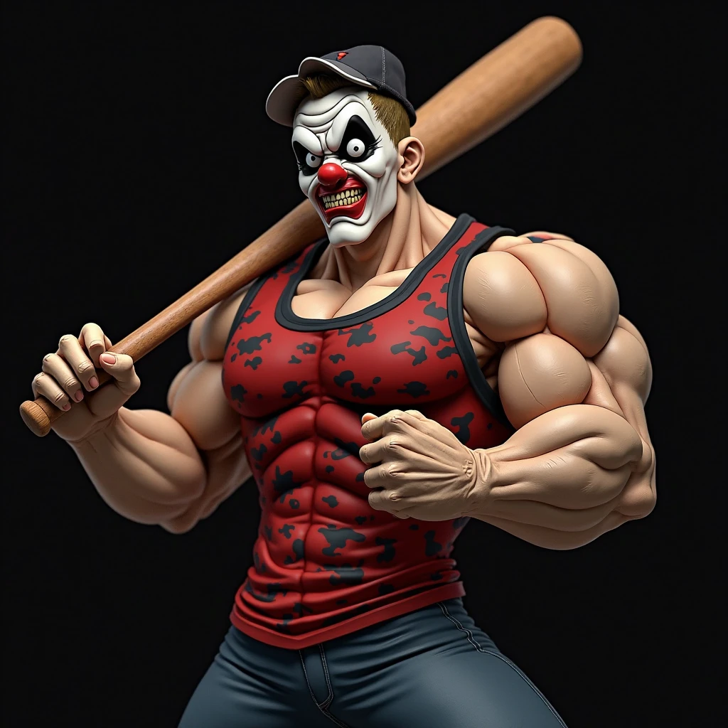 figrne, Sweet Tooth from twisted metal, on a base, dynamic pose, solo, depth of field, flawless, RAW,(((plain background))), high detail, insane detail <lora:figrne_v2std:1>
