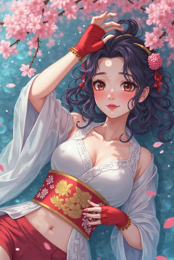 (((samurai hairstyle:1.2,)))(((((((Chinese ink painting，watercolor paiting,bamboo forest background,rich background,Light interlaces light and dark，snowing,Snowflakes in the sky，Romantic，))))))((((female face,confident smile,adorable ,cute,kawaii)))),(((dragon pupils:1.2,blush stickers,v shaped eyebrows,streaked cyan hair，fox fur cuffs,White mink coat:1.2，off shoulders,hair in mouth,)))((1lady,amazing,races of mixing korean lady and Saudi Arabia lady，rosto magro，Solo,))(Masterpiece,Best quality, offcial art, Beautiful and aesthetic:1.2),((超高分辨率,Golden ratio,)) (hrs,HD,16k),((from above，milf，busty body,detailed oil painting,)),{{watercolor}},(Physically-based rendering),Amazing,Sharp focus, (((highdetailskin,))),Intricately detailed clothing,Lying silkworm eyebrows，long eyebrows,Delicate pupils,danfeng eye,((((detailed hair,short hair|Undercut|High top knot|Voluminous updo)))),Slender,(masterpiece sidelighting),(The sheen),(beautiful hair,beautiful eyes,）[[Delicate fingers and hands:0.55]::0.85],(Detail fingers),(((Superior quality,)))),((unbelievable Ridiculous,)),((extremely_Detailed_Eyes_and_face)),Movie girl,(Dynamic configuration: 1.2),Brilliant,Glossy, (Photorealistic:1.2), The light from the back window is backlighted,mitts, ((hairpin)),golden earrings, Light particles petals, Side Rock,Graceful maxi dress, two-sided fabric