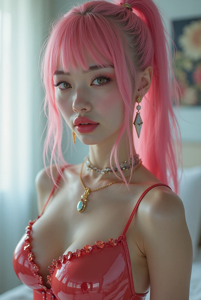 1 girl, standing alone, work of art, a beautiful woman, 20-year-old woman, details Intricate, realisitic, nblurry background, focusing,
Lighting, cinematic,
close up, detailedeyes,
Ablaze hair, Ablaze, Ablaze skin, Ablaze clothes,
pink  hair, Cat's ears, pink eyes,
breasts small, topless, perfect vagina,
tattoo's, freckles, butterflys, pretty Delphine roses