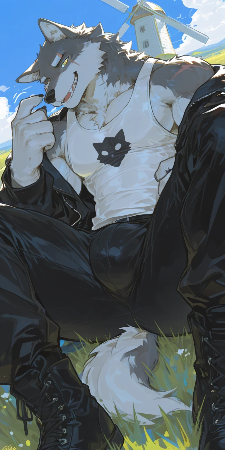 Male wolf,blue eyes,(Realistic eye details1.2),Abdominal muscles,Perfect concentration,Dreamy black and white light beams,V0id3nergy,,Standing,Abstract Beauty,center,Looking at the camera,Facing the camera,Almost perfect,dynamic,Very detailed,seed,Clear focus,8k,high resolution,illustration,Artwork JOJO&Diapers,Black short hair,Straightjacket,pain,Scarred and wet