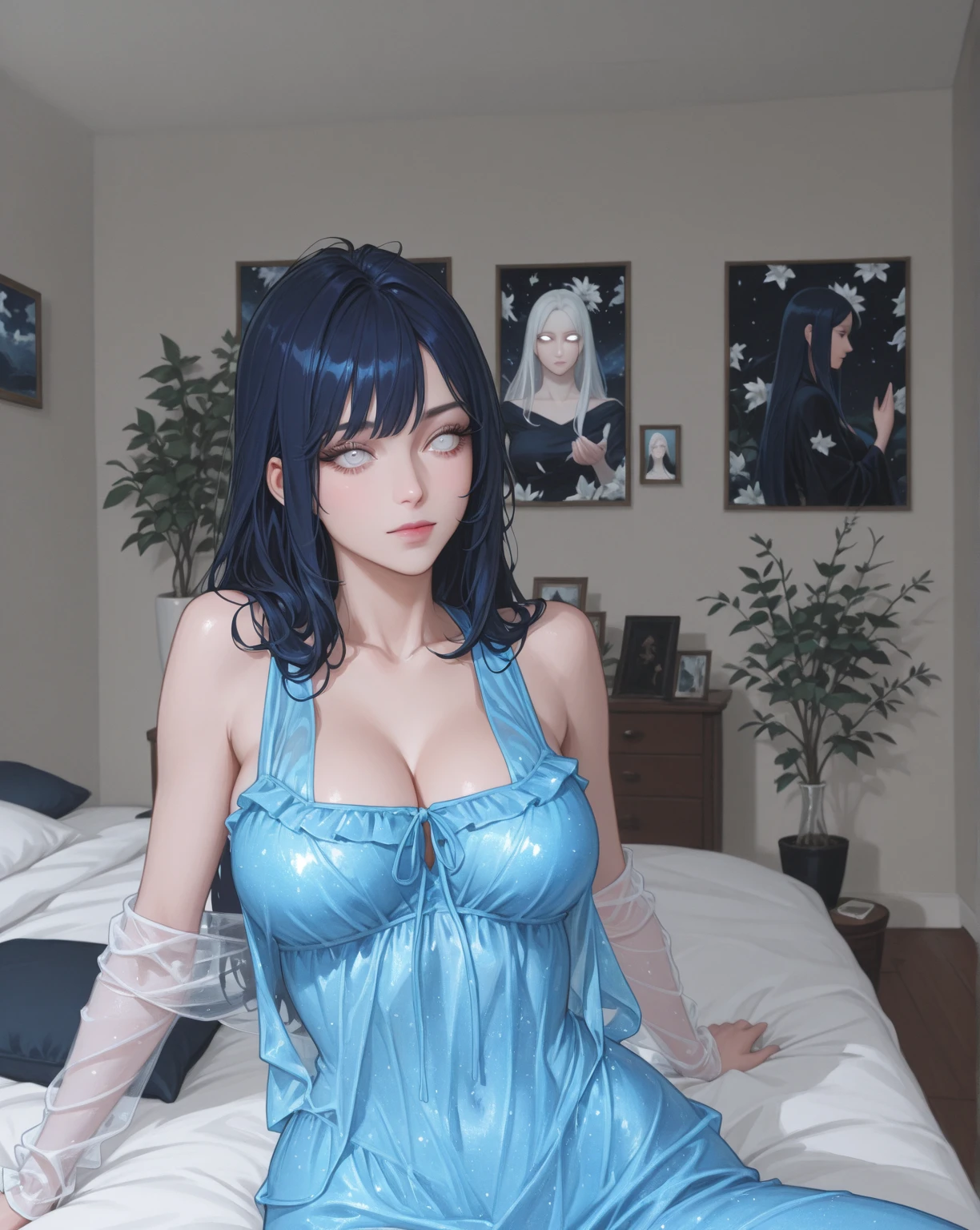 (4k), (melhor qualidade), (melhores detalhes), (ultra realistic), Anime girl with blue hair and sunglasses lying on a sofa, menina anime sedutora, Estilo Anime Ecchi,Estilo Ecchi, inspirado em Rei Kamoi, Vetor Anime sombreado, sombreamento estilo anime plano, Estilo de arte de anime, Estilo anime 2D, the anime girl is crouching, em estilo anime, Anime Waifu, wearing bikini,