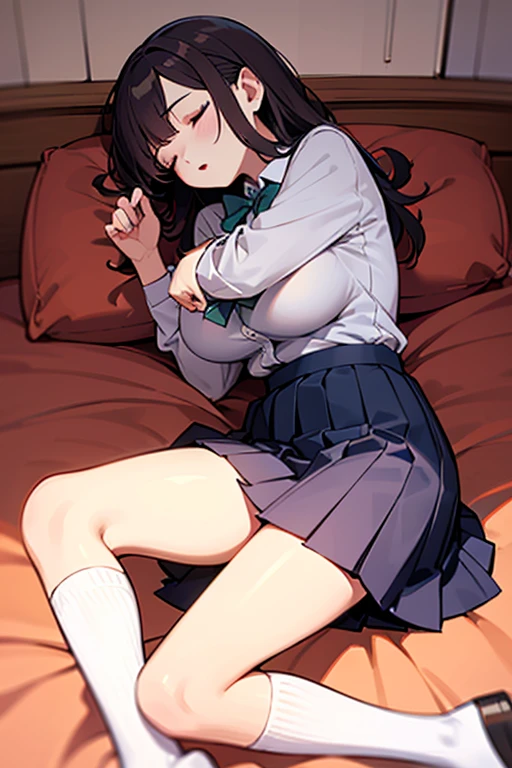 Top image quality,(((NSFW))), (Eye of the Heart, Ahegao, Torogao,Embarrassment),2girls、hi-school girl、Sleeping in bed、Purple shortcuts、校服、(Brown blazer)、Ribbon Ties、(Green and gray plaid skirt)、(Black tights)、Undress、masterpiece、highcontrast、cinematlic lighting、Detailed shading、top-quality、Top image quality,(Love juice splattering),((Female masturbation)), (disclose )
