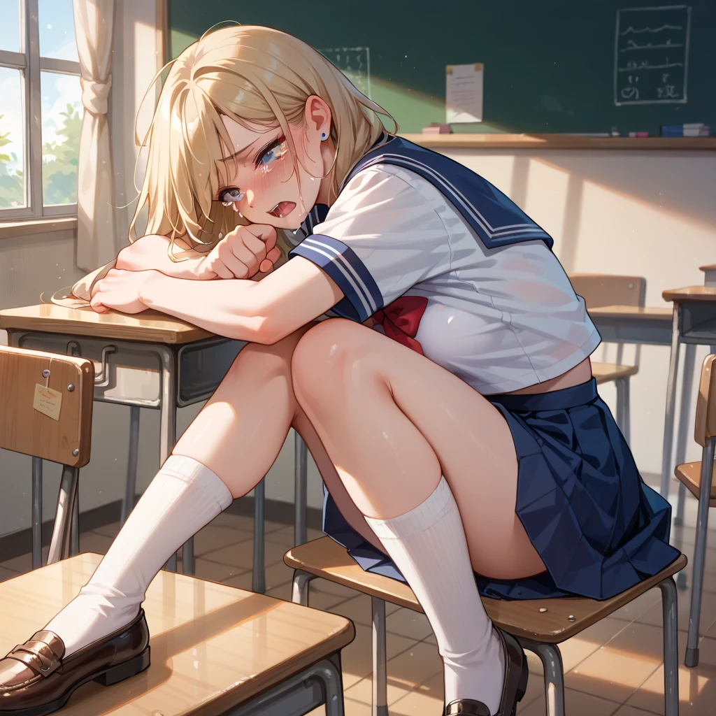 Ultra HD Photos、whole body、Accurate depiction of the human body、Schools that train sex slaves、uniform、classroom、whole bodyエスビアン、Small breasts、Lewd、Clothed masturbation、shame、Transparent love juice overflowing from between her legs、Sensuality、Feels good、Peeing、incontinence