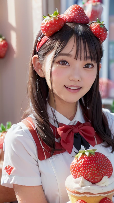 (4k, Best Quality, High Resolution:1.1), (Realistic, Photorealistic:1), Cute Girl With Flat Breasts, Asuka, (Cute:1.8), Cuties, Solo, (Flat Breasts:1.2), Detailed Black Eyes,Innocent Eyes, Blushing, Random Costumes, Masterpieces, Beautiful Lighting, Cinema Lights, Film Grain, Jewelry, Heart-Shaped Necklace, Earrings, Bangs, cherry colored lips, hair ribbon, ribbon, bow, hair bow, twin tails, staring at the beholder, long hair, upper body, open lips, upper teeth, (smiling eyes:0.6), depth of field, blurry background, eye focus, bokeh, 85mm lens, f/1.4 , professional lighting, photon mapping, radiosity, physically based rendering, high detail, masterpiece,