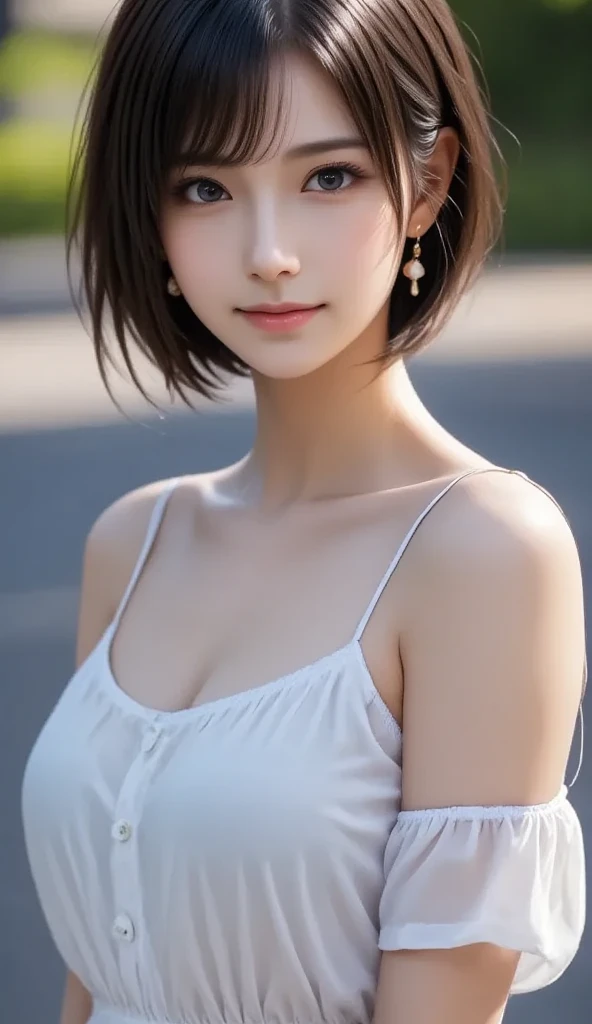 8k, Ultra-high resolution, Highest quality, masterpiece, 三分割法によるphotograph,Surreal, photograph, 1 Girl, (:1.3), pretty girl, Cute Face, Beautiful eyes in every detail, 細かくdetailedに,masterpiece,One Girl:1.2, Japan Female Announcer,extream close up,glaring,Black Hair,Wavy bob,Station platform,風景photograph,Clean and modest clothing,Natural Makeup,Realistic Skin, Perfect and beautiful face ,完璧でCute Face, Skin with attention to detail, Perfect limbs、Narrow waist、Thin legs),Looking at the audience、beauty,Long neck、(((Ideal body type))),A cup small breasts :2,Portraiture:2,Perfect Anatomy,鮮明なdetailed,detailed,Surreal,Light and shadow,dappled sunlight