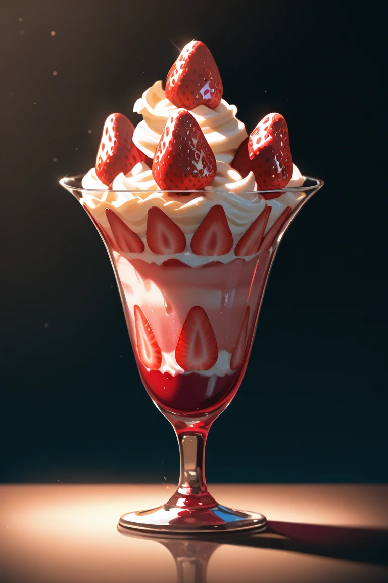 White background , ice cream strawberry with all details --auto