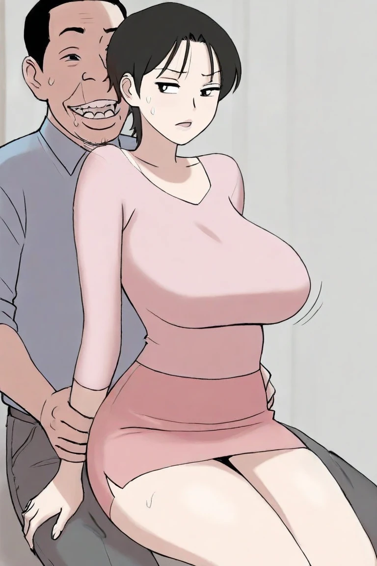 (masterpiece, best quality:1.2), 1girl,mature lady, age difference,(1boy, faceless male),breasts, blush, looking at viewer,in classroom