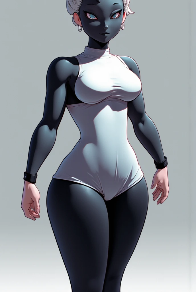 ((blank background)), masterpiece, best quality, silver hair, (big breast:1), ((full body framing)), symmetry, nurse woman, nurse uniform, nurse cap, long pants, ((curvy)), wide hips thick thighs, short skirt, only white, all white