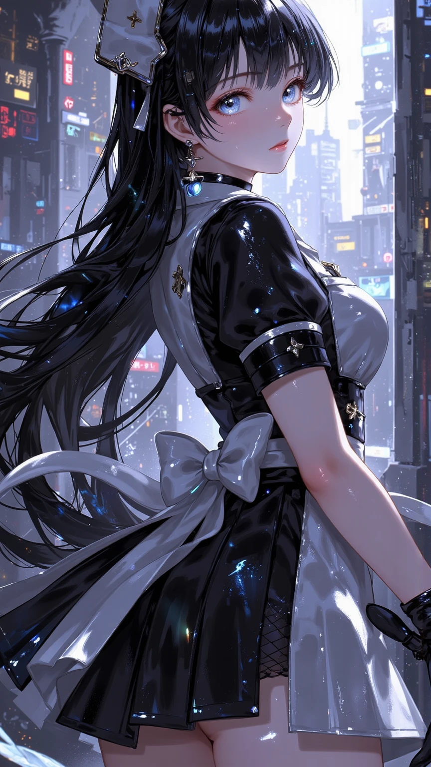 Create a female anime character who can have the power to create a vacuum in dimensions