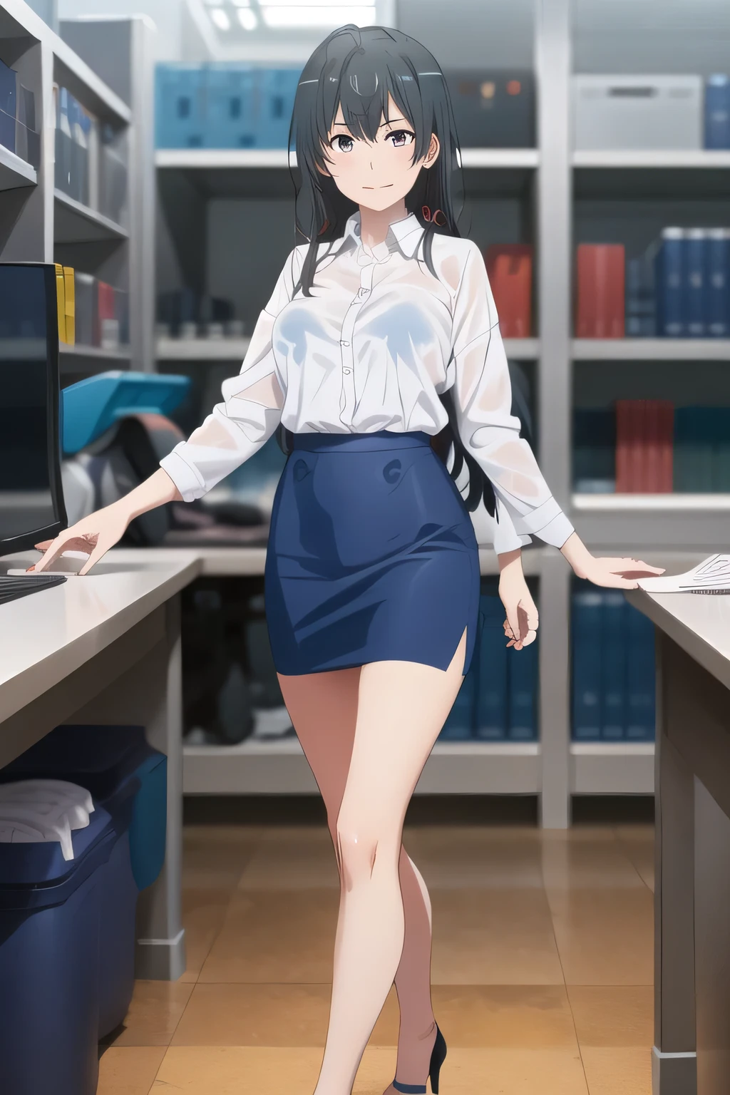 Office lady ,black hair long hair,Let's draw a more delicate expression,A woman with a lovely smile,black hair long hairの女性,,can you draw an office lady's uniform,white blouse,Navy Blue Mini Skirt,high heels,can you Let's draw a more delicate expression, adult sexy women ,only,,Full color CG,,In my office,,accurate hand and foot expressions,my nipples are sharp、、Full color CGで顔は絶対に必要です,dark blue pleated skirt,I have can you Let's draw a more delicate expression描いてください,Walking Alone, , ,(I definitely need that face。I have can you Let's draw a more delicate expression,(even one person is enough for that job , can you draw an attractive 30-year-old woman, , Big breasts, thin waist , , ,巨大な胸を持つBig breastsを描いていただけますか,Nipples stand up when wet,