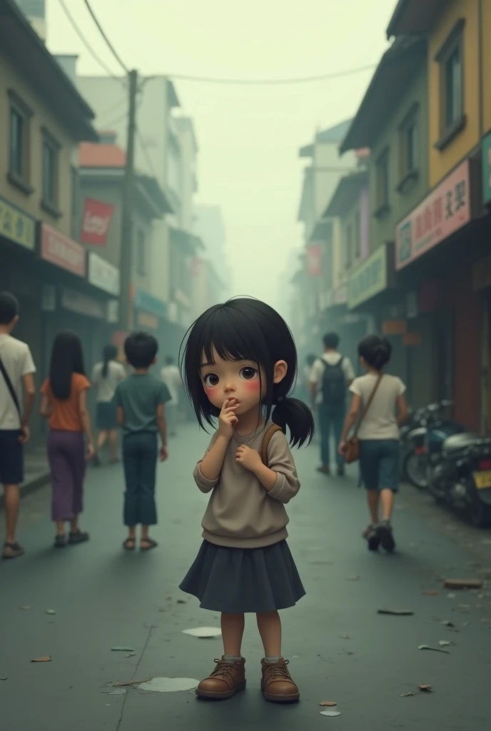 A picture passed on the bad friendship one its not a good friend Ignoring her friend be Cause she not popular and go with others in the street laughing and letting her with heart broken and tears fall