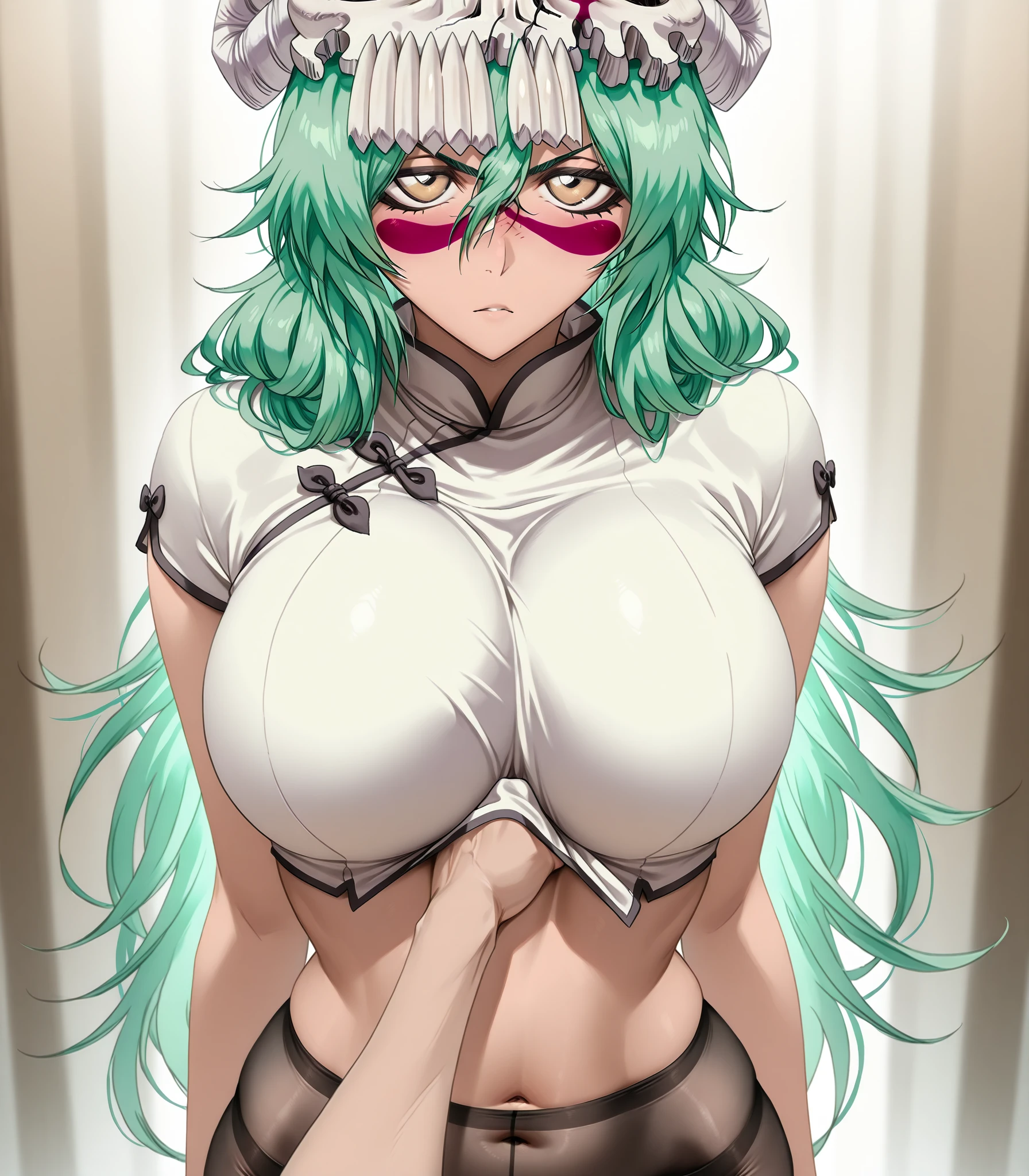 young woman,Green long straight hair,Blue Eyes,Even bangs,Straight bangs,high resolution,Adult content,sex,sexual intercourse,Just before climax,Highest quality,sexy,masterpiece,Make your face bright red,Big Breasts,lingerie,toned,melancholic,{best quality}, {very aesthetic}, {ultra-detailed}, {best illustration},nsfw,bottomless, pussy, pubic hair,girl, man, sex, standing, man hug girl’s knees from back, man hold girl, breasts, nipples, both legs up, open legs, best quality, very aesthetic, ultra-detailed, best illustration nsfw, sweat, steam, female ,man touch nipple, orgasm,