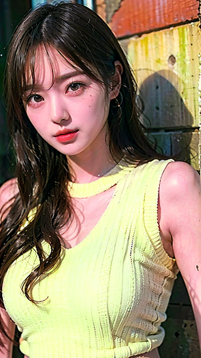 (best quality,4K,masterpiece:1.2),예쁜 female들,1 girl,raised to be sexy:1.1,dark yellow hair:1.1,female ,soggy ,very detailed face,detailed lips,detailed eyes,double eyelid,mini skirt, white stockings,(get up : 1.2)