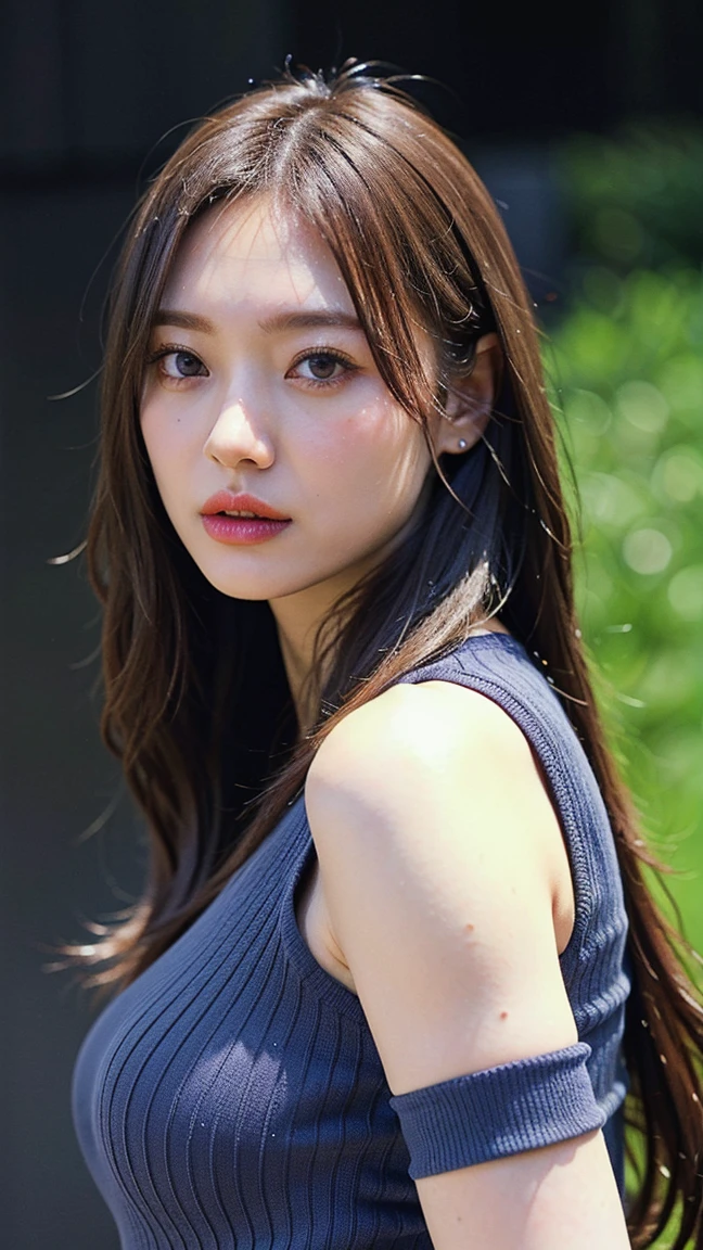(RAW Photos, Highest quality), (Realistic, Photorealistic:1.3), Tabletop, Crying face, Very delicate and beautiful, Soft Light, (Brown Hair, Straight shoulder-length hair fluttering in the wind), Beautiful detailed girl, (Detailed fingers), Highly detailed eyes and face, Beautifully detailed nose, Beautiful attention to detail, 1 Girl, Japanese, Pure beauty, cute, (Half Body:1.3), Realistic face, Realistic body,