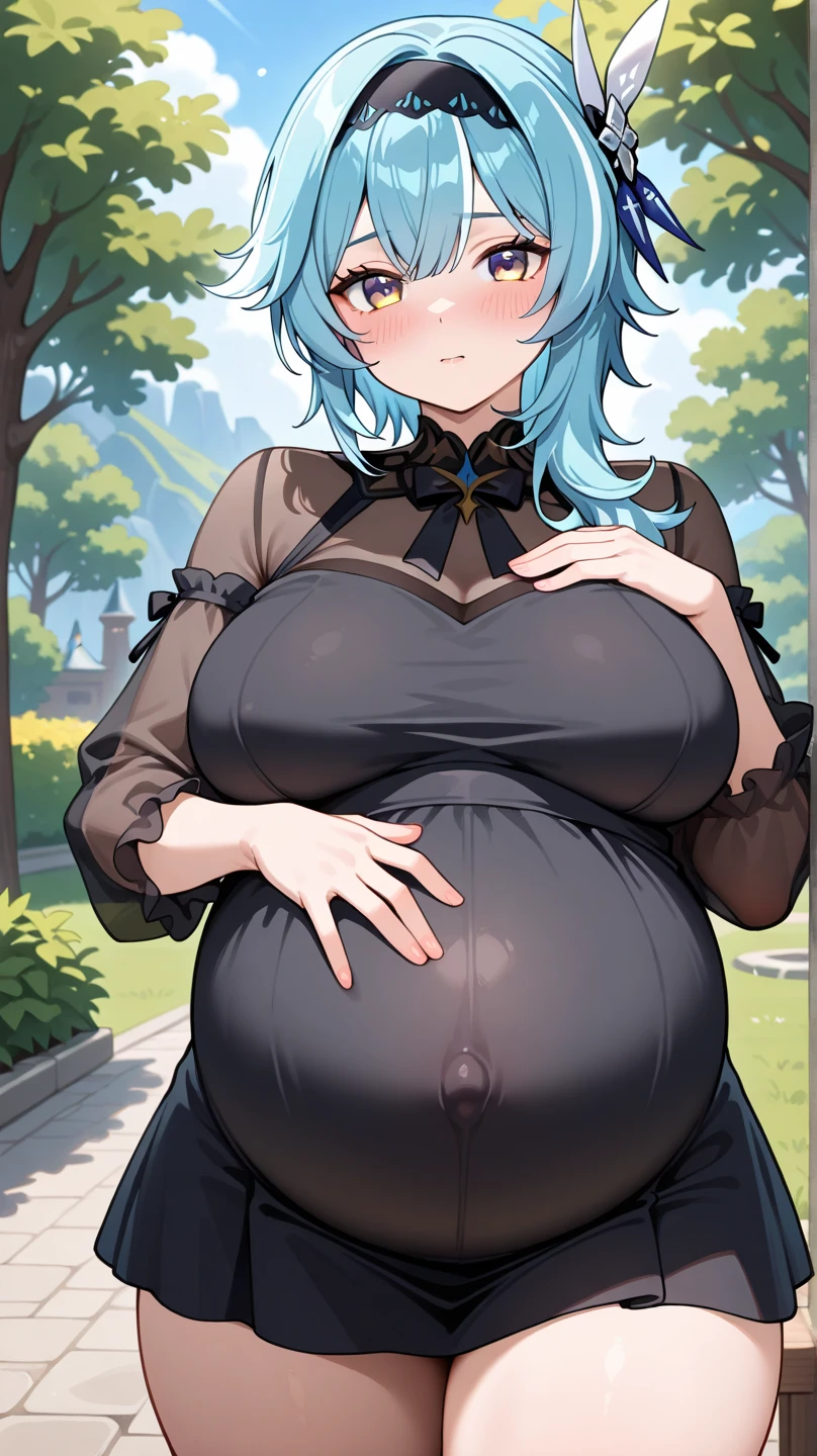 Masterpiece, 1girll, yukino yukinoshita, Glowing eyes, White sneakers, tennis wear, White miniskirt, White panties, White knee socks, Masterpiece, Top quality,  Hyper-detailed, Blue sky, grabbing her own breasts,Pregnant belly，Pregnant belly， Masterpiece,Best quality,absurderes,2D,((Anime screencap)),1girll,Cute,Expressive hair,Long hair,(Large breasts),bouncing breasts,(pregnant:0.9),ahegao,Long shirt,vibrator in thighhighs,(((Trembling))),Outdoors,street