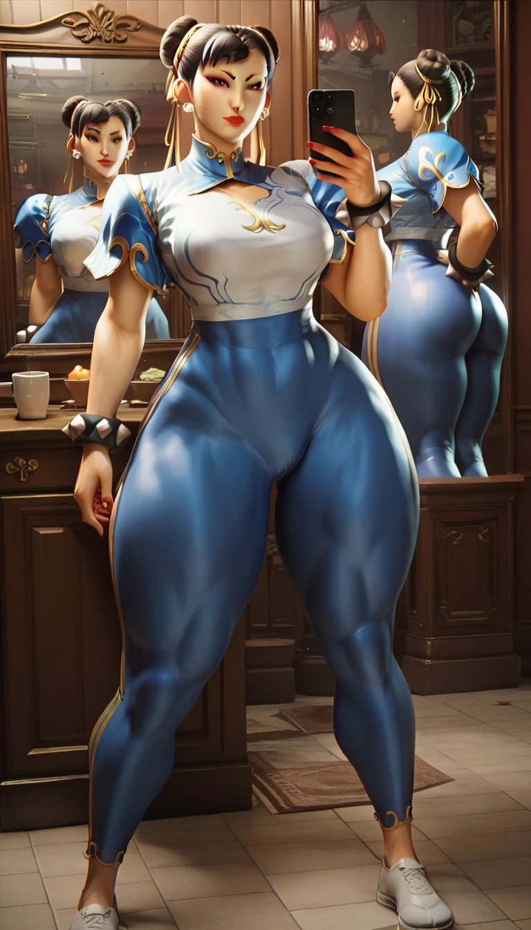 Pirotess dark elf 1sologirl (8k, best quality, masterpiece:1.2) (realistic, photo-realistic:1.37) (full body) 1female solo girl, standing, legs apart (wide stance) standing contrapposto, ultra-detailed, cute (large breasts:1.5) (beautiful detailed eyes) (smile:1.2) (closed mouth) sharp focus, depth of field, good composition, very long straight hair, hair bang ((red eyes)), intricate, bokeh (Tetsuya Nomura style) perfect breasts, white tank top, black thong, suspenders, gloves, stockings, toned body, athletic, wide hips, thin waist, toned arms, exposed abdomen, view from behind