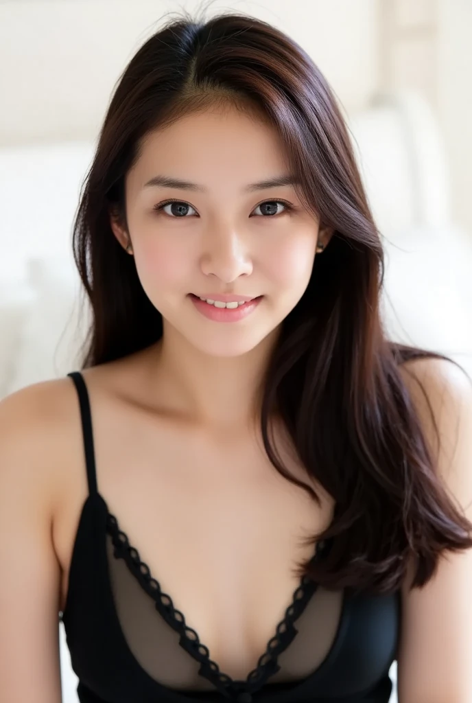 masterpiece,highest quality,1 girl,black eyes,(???),((nude)),(medium breasts),??????,black hair,(Japanese style room),throw,(beautiful japanese ),((beautiful girl)),Facial expressions that imagine what feels good:1.2,(perfect body beauty:1.2),((perfect body)),(shy smile),beautiful teeth,