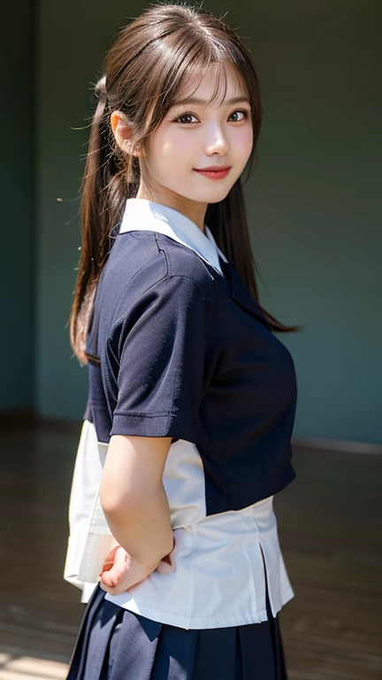masterpiece、Highest quality、Very detailed、An illustration、Beautiful details、One Girl、cute、Detailed landscape、Library Background、Beautiful Hairstyles、Perfect Anatomy:1.4,4K resolution,((Baseball uniform)),Smiling,(Ultra-realistic), (最高のAn illustration), (Increase the resolution), (8K), (masterpiece), 1 girl, ((The front hair is up)), Slender body, (Slender girl),(Slim girl),Virtual Girl Lynn,Turning back and facing away