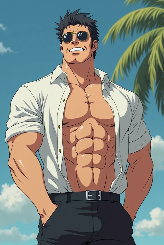 score_9, score_8, 1boy, solo, giant_this_guy, muscular, shirtless, looking at you, winking, shorts, veiny arms, beach, navel hair, front view, realistic<lora:EMS-445645-EMS:0.800000>