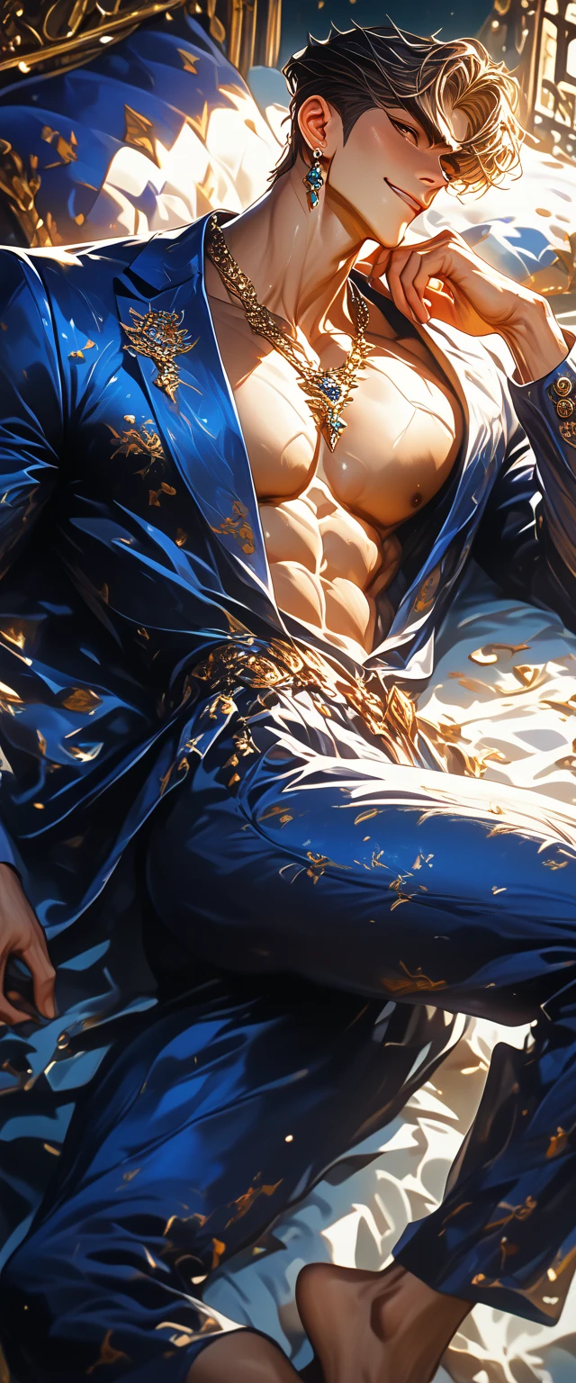 (masterpiece, top quality, best quality, official art, beautiful and aesthetic:1.2), boy, handsome, perfect details, highest detailed, (perfect face), glimmering eyes, shiny skin, HDR, extremely detailed surroundings, detailed background