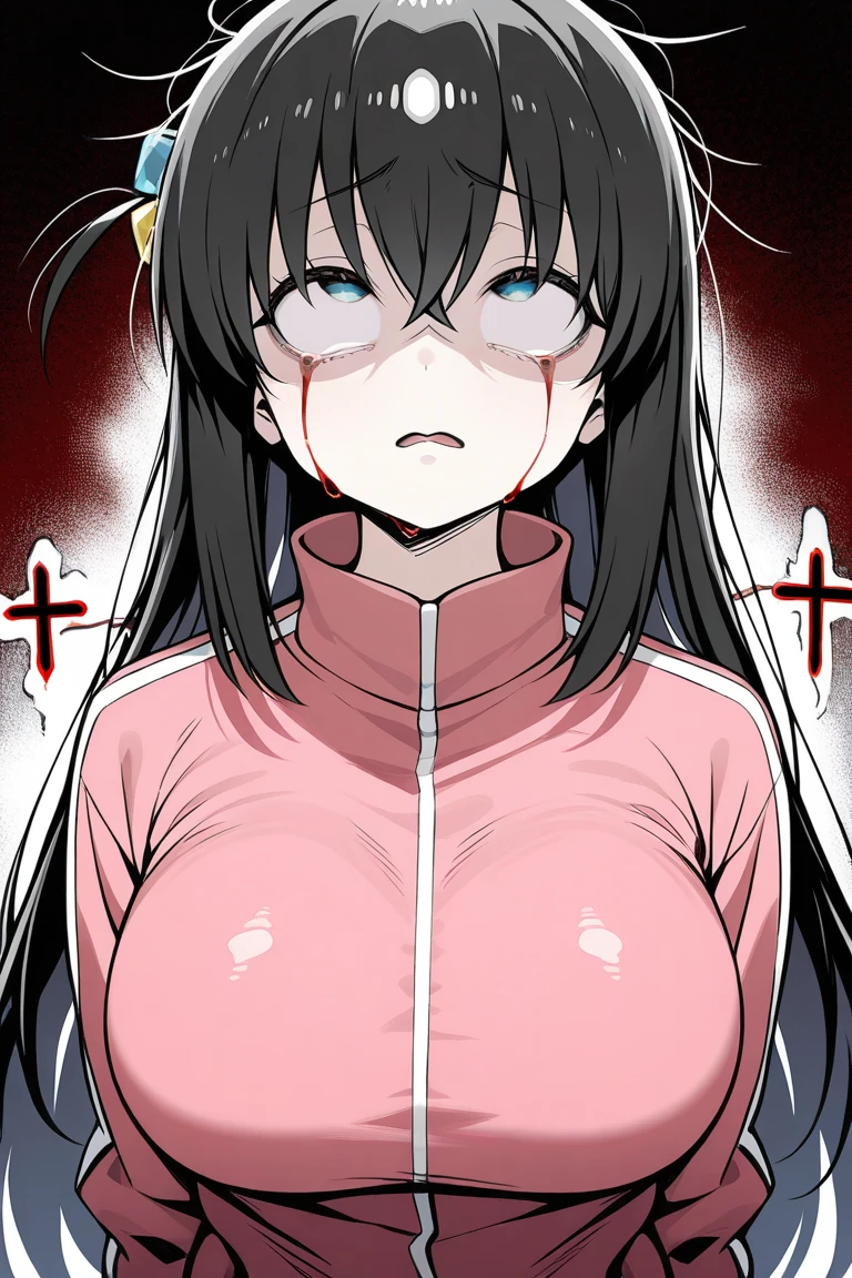 realisticlying，extremely detailed CG、high resolution、absurderes:1.8、detailed background:1.3、beautiful detailed hair、、、, attire: Black Bodycon、jacker, Red jacket,、middlebreast、 short black tight dress, (((brown-eyed、control room))), Purple hair, Medium Hair, cross necklace, slim waist、、NERV、Perfectly detailed face, (embarrassed、blush:1.3)、(ecstasy:1.4) ,(slut:1.3)
