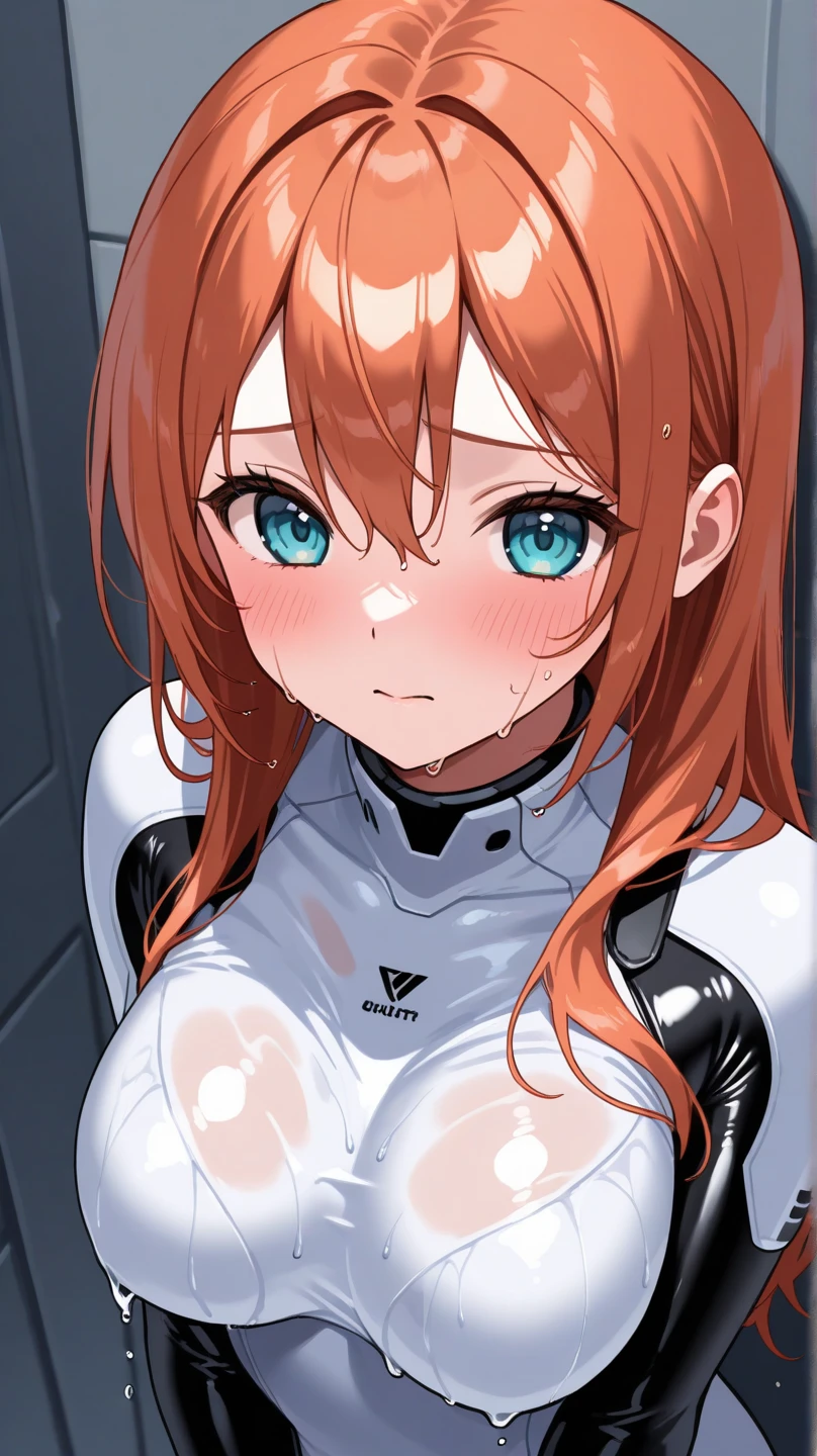 NSFW,(((1girl,1boy,fellatio))),masterpiece,highest quality,1 girl,Soryu Asuka Langley,Test Plug Suit,headgear,Expressionless,Robot cockpit,