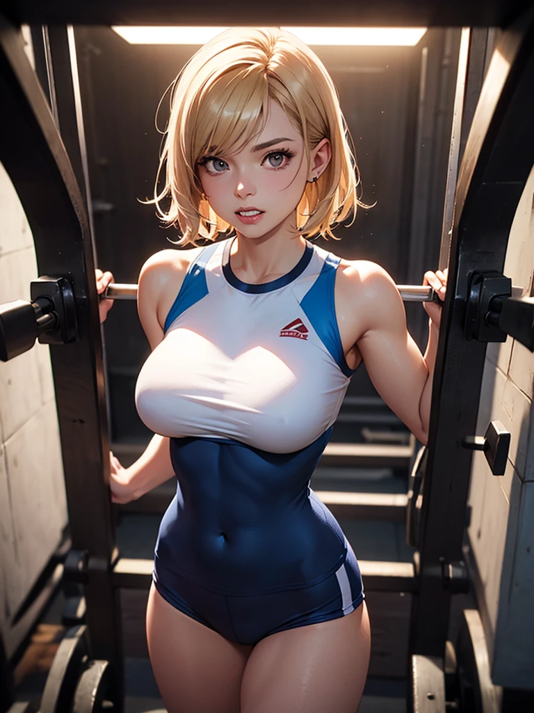 korean idol japanese idol gorgeous blonde milf ((Glasses)) huge ((A super shiny navy blue school swimsuit that is so shiny that it reflects the light.)) (Round face chubby) ((Plump)) ((Blonde Shorthair)) ((sauna)) humid sweaty ((Copious sweat running down)) ((Sweaty and wet face and body)) ((Bright red rouge plump lips)) ((Eyes meet)) duck mouth ((Moist eyes)) ((Beautiful armpits wet with sweat))((Mature woman showing her armpits)) ((38 years old)) upper_Close-up of body, looking up My cheeks are flushed and I feel embarrassed Watery eye