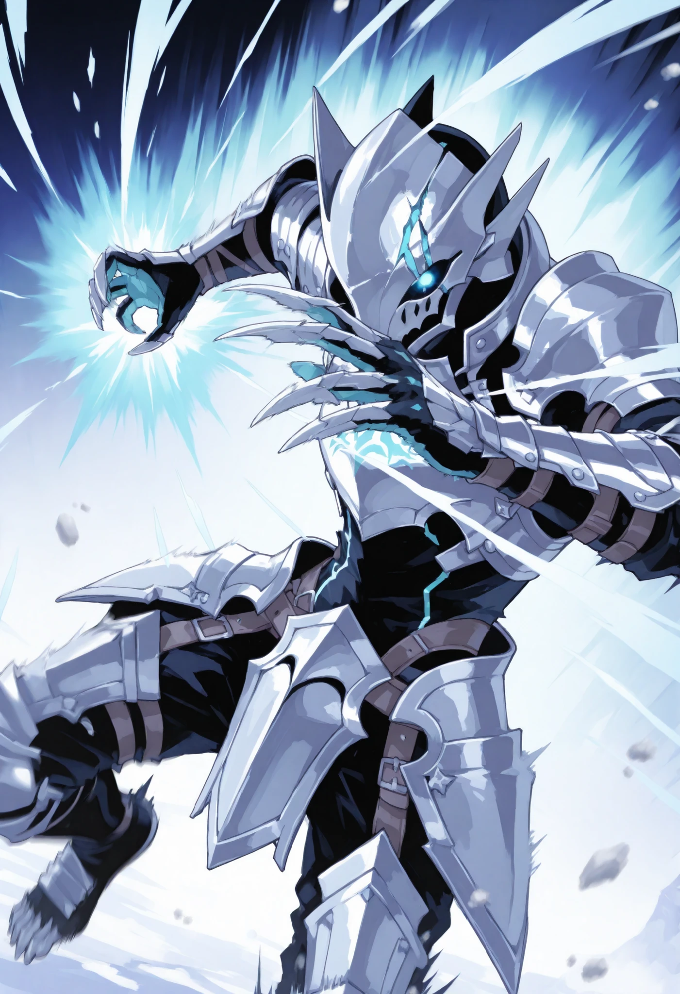(Perfect ???????)、Mastepiece、Ultra High Quality、 8K、masterpiece、Highest quality、Ultra-high resolution、Maximum resolution、Very detailed、Professional Lighting、anime、woman、thin、so beautiful、Highly detailed eye、Highly detailed face、Blue and white armor, , Golden decorated luxury tiara，Golden earrings，Frilly Armor，Light blue hair, blue eyes，White underwear、Gloss Lip、Pink Lips、grassland, full body, dynamic angle, dynamic pose, Heroic pose, pillars of ice, (((long sword))), (((shield))), Defending with water magic, Making eyes glow, attack, Swinging down a sword, goddess armor, high heels, floating hair, (Monsters attack:1.8), Freezing opponents with ice magic, victory pose