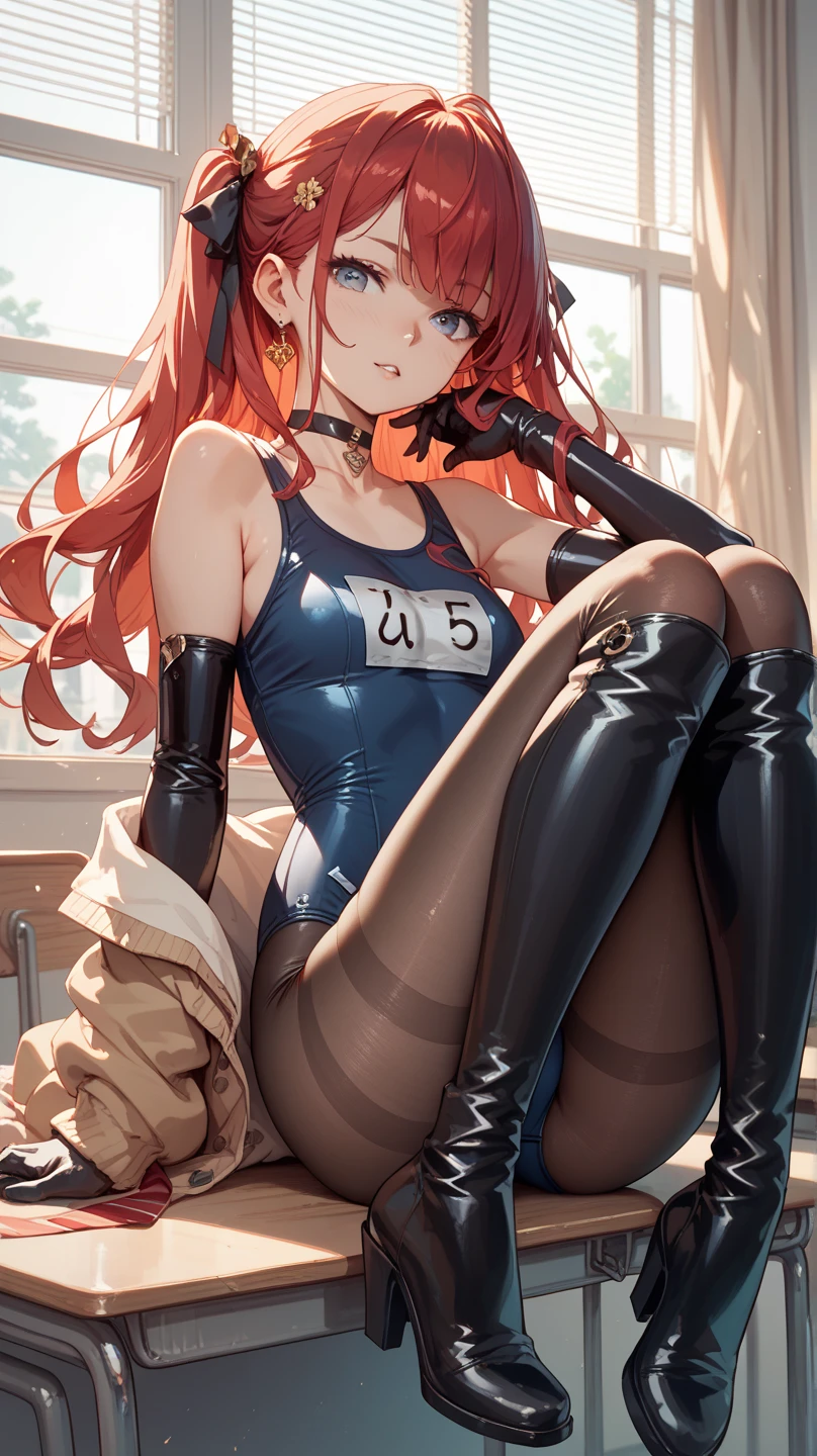 Sitting on a stool, panties, (spread legs), (solo) ,asuka langley, (lingerie),Masterpiece,
