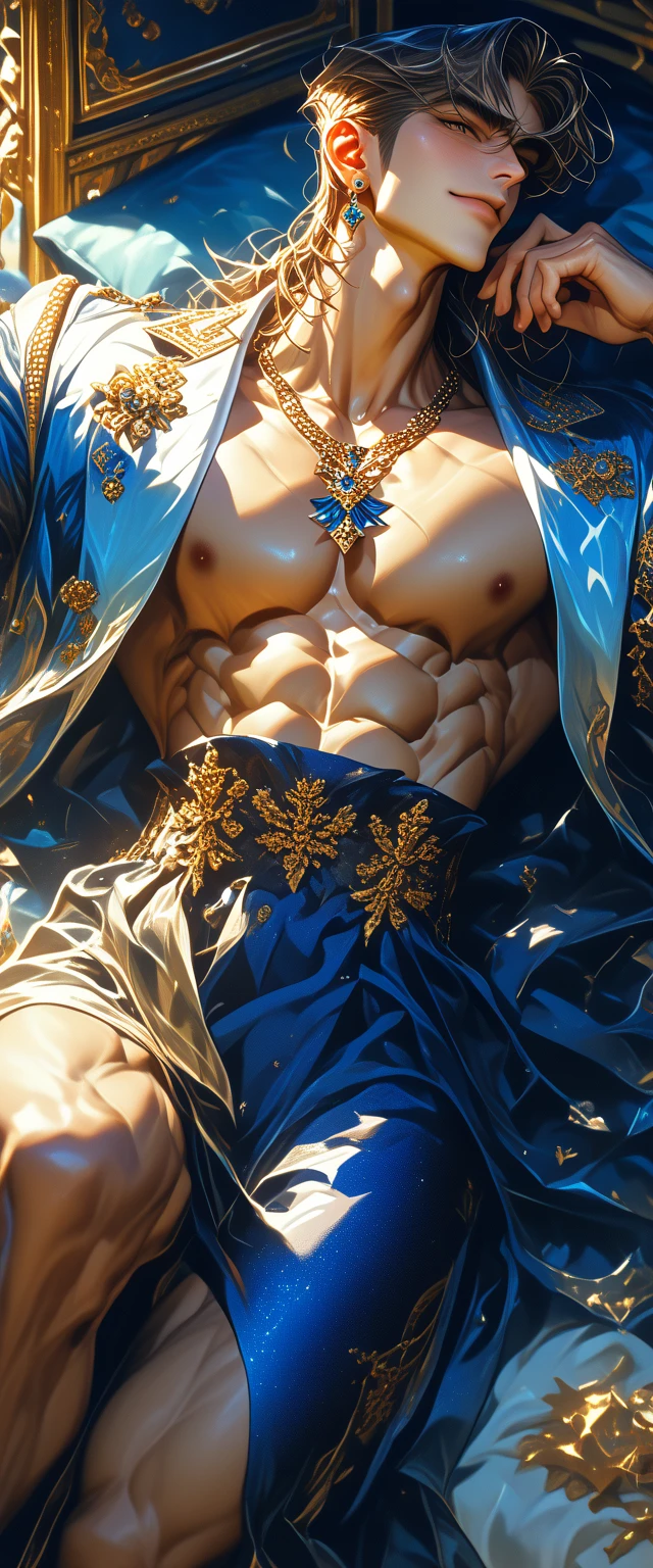 masterpiece, ((masterpiece)), Best quality, complex parts, expressive eyes, perfect face, detailed face, Highly detailed and fine figurine, ultra-realistic, detailed body, detailed pectoral muscles, ((Male focus)), detailed muscles, convex, не носить топы A naked handsome boy, naked 17 years old, athletic build, ideal body, aesthetically beautiful, erotically tempting, seducing, offering himself With a beautiful sexy tango panti With round perfect buttocks, muscular, sweaty after a workout, In a Venetian mask with peacock and bird of paradise feathers, In White, red and gold colors, diamond chips all over the body , huge penis expose, men penis, big ass