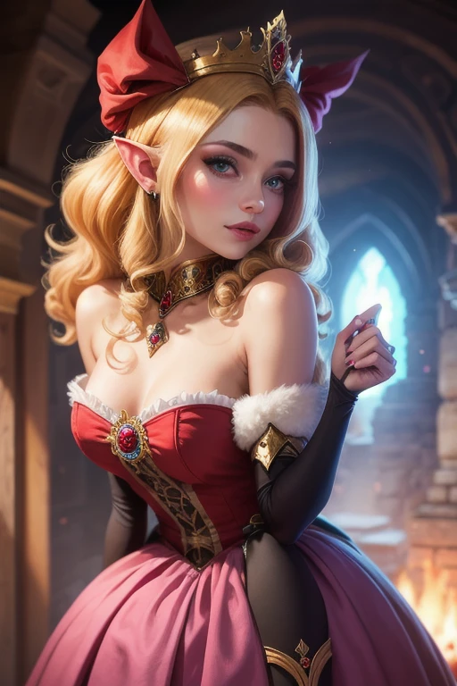((masterpiece))), (((best quality))), ((ultra-detailed)), (hyperrealistic), (highly detailed CG illustration), cinematic light, photorealistic ,extremely beautiful young lady, light makeup, big breast, intricate detailed eaba, red cape, spear