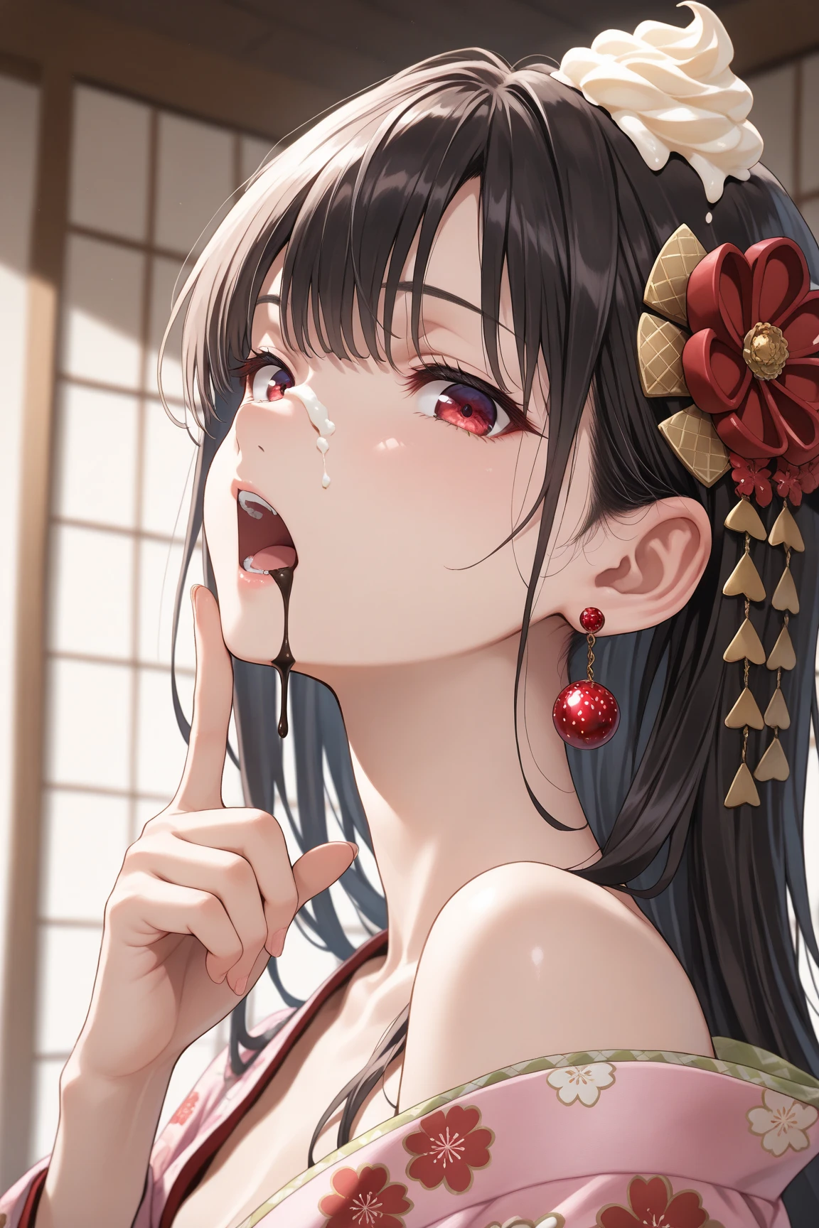 score_9, score_8_up, score_7_up, source_anime, best quality, masterpiece,ultra-detailed,official art, absurdres, highres, waifu2x, break,1girl, ninja, short hair, blunt bangs, small breasts,beautiful detailed eyes, expressionless, sleeveless,obi, shorts, scarf, (nipple:0.6), sweat, saliva, (yawn:0.5),blush, penis, twitching penis, oral sex, felatio, cum, motion lines,projectile cum, facial, bukkake, heavy breathing, sound effects, spoken heart, outdoors, break,(clear line illustration:1.2),very high resolution, very aesthetic, super detailed skin, Best cinematic lighting powered by famous artist, 8k,cute picture,beauty illustration,photoshop_(medium),,(Detailed Lighting),best anime 8k konachan wallpaper, pixiv contest winner,