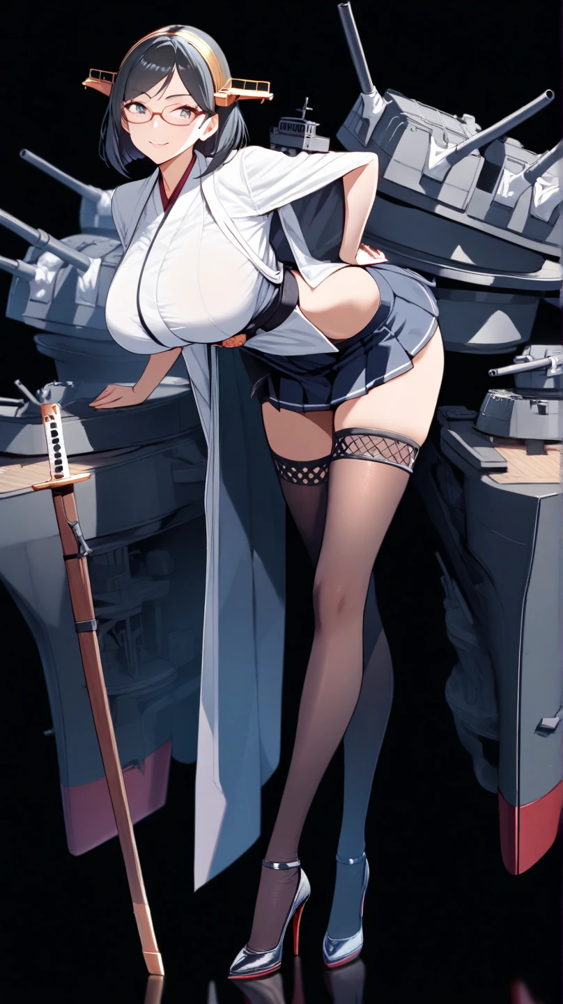 Bigboobs，cropped shoulders，White knee-length stockings，Lolita skirt，High ponytail，Stand up，
