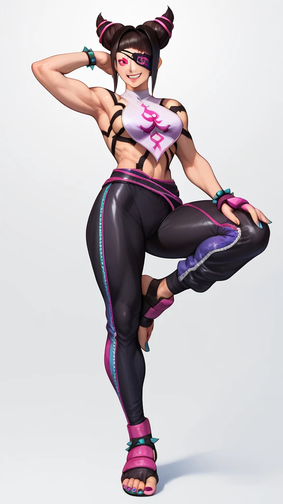 juri han pose, juri han from street fighter 6, full body on image, showing feet, feet focus
