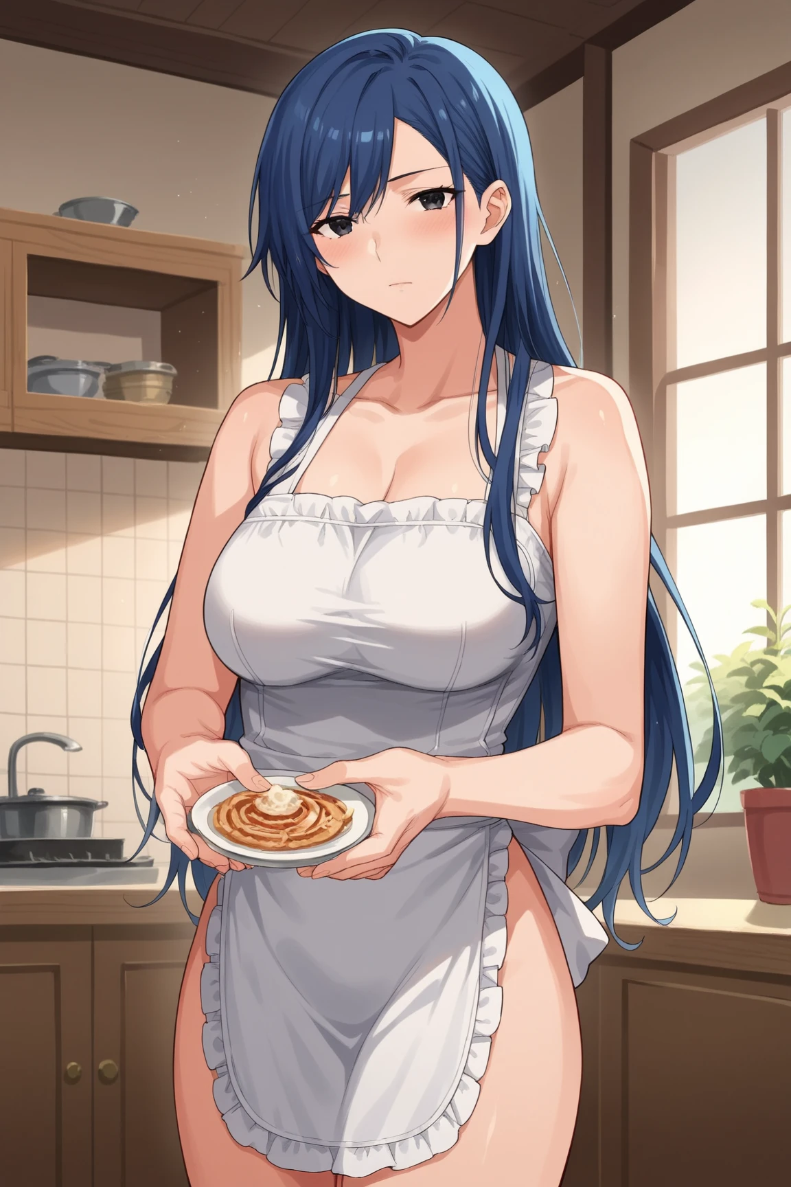 nsfw, (wearing nothing:2),naked, large breasts, crying , takina,, black hair, , long hair, PURPLE eyes, 17 years old, , 1girl, ,blue sky, heavy snowfall. cooking, sea, amusement park,