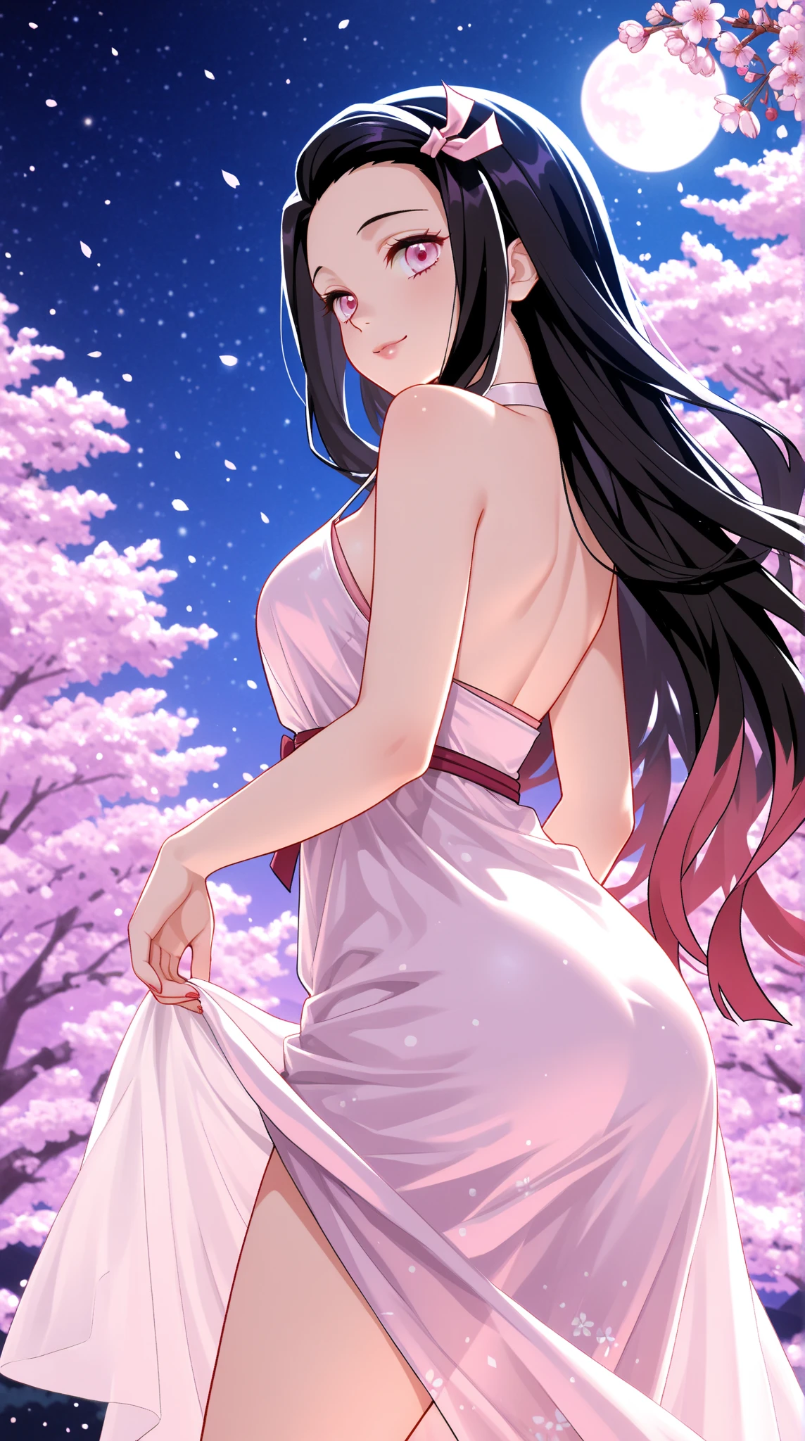 Amazing Chitanda, There is only one beautiful girl,Purple Eyes, Black Hair, Very red face,Very white skin,Glowing skin,Skin as delicate as porcelain,Naturally straight hair, Straight bangs,Extremely refined,Open lips,Long flowing hair,Beautiful Girl, Like a dream,Slim,Slim waist,Soft, (Sensual), (Kawaii), Dream quality,Beautiful big breasts,Sheer loose dress,Areola,Completely naked,Lower edge of breast,White gloves,Flower decoration,Deep V neckline,Loose neckline,White lace-up,Wide neckline,In school,look up,Place your hands on your inner thighs,Thighs clamp hands,Wet skin,Sweaty and sweaty,Sweating all over,it is raining,Next to the cherry blossom trees,Back to,Lean over,Hips,Side body,Gluteal groove,Completely naked的臀部,Bare back,Completely naked的背部,Light transmission,(no pants),nopan,pussy juice,Bare shoulders,There are no shoulder straps,Bare neck,Exposed collarbone,Exposing breasts,Exposing breasts侧面,Exposing breasts下面,Show your waist,Show your buttocks,Show your thighs,Exposing the groin,(No pants),extremely shy,Ultra-high resolution, (masterpiece:1.2, best quality), (Delicate and beautiful eyes: 1.2), (Beautiful and delicate face)