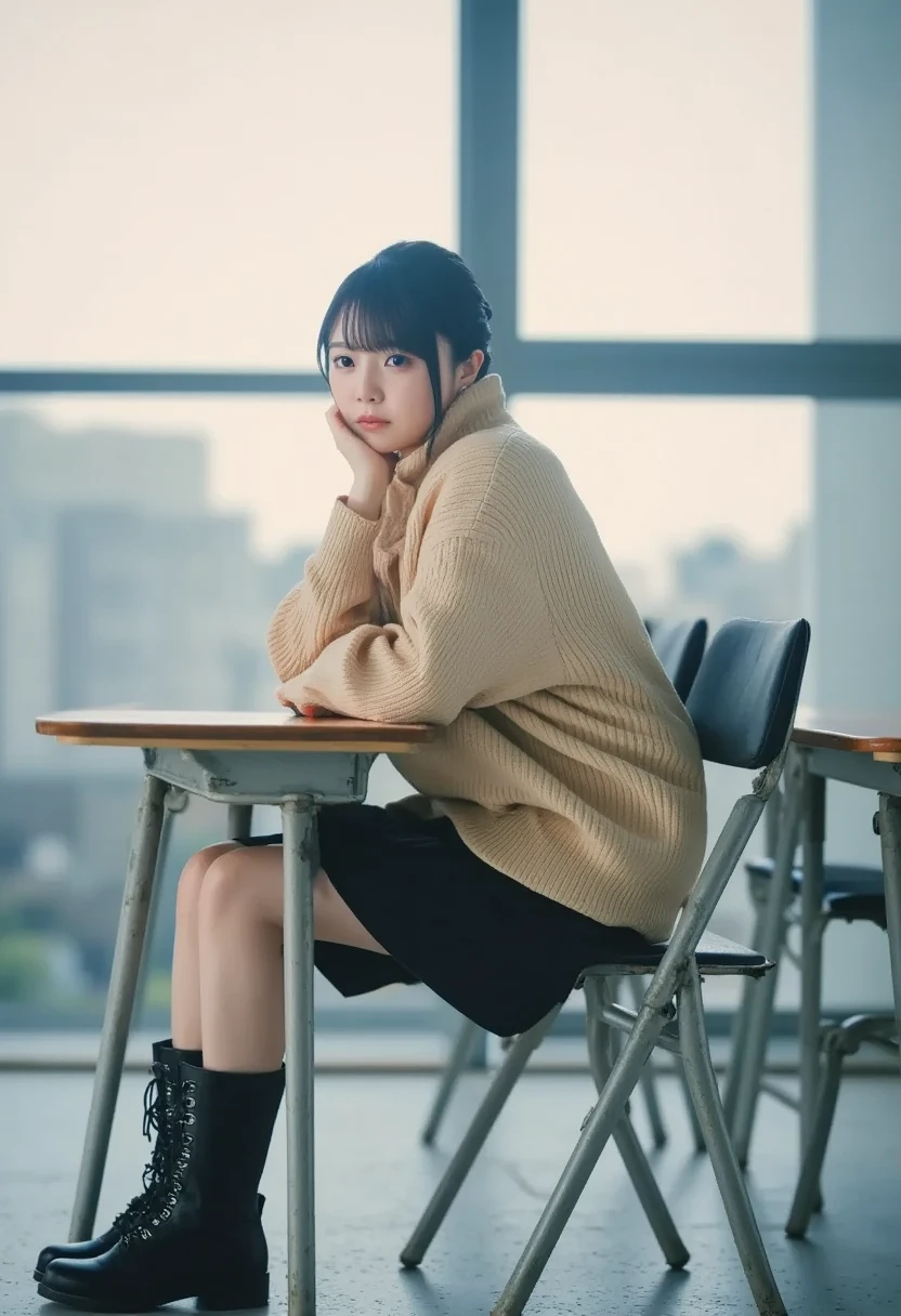 sitting on stool