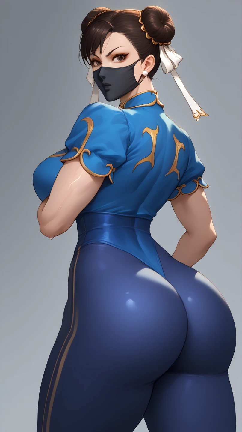 chun li,crouched,standing backwards,nice ass,olhando para traz,hands on thighs