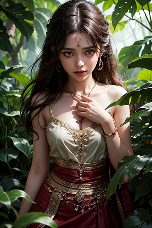 (1indiangirl:1.3),Solo,__Body parts__,
offcial art, Unity 8k wallpaper, Ultra detailed, Beautiful and aesthetic, Beautiful, Masterpiece, Best quality,Fantastical Atmosphere, Calming Palette, Detailed face, In the jungle, forest, Short and medium portraits, Beautiful bare shoulders, Sexy,Wearing white tulle