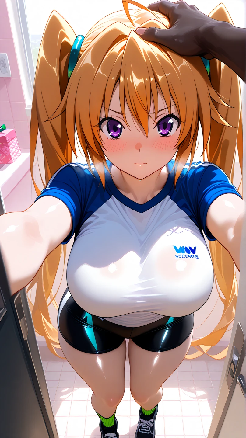 masterpiece、Highest quality、Asuna, , 1 Girl, alone,Big Breasts、High leg competitive swimsuit、classroom、Sweat all over the body、Side Ponytail、Sleeping at a desk、Spread your legs、Handjob、Floated nipples