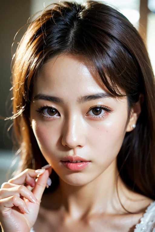 (((32k,Very high resolution, Attention to detail, Very accurate,Masterpiece girl 1))),RAW Photos & Realistic atmosphere,beautiful dark blue eyes,Mouth Details,Glossy lips,Thick eyebrows,Soft white skin that shines in every detail,,Detailed drawn eyes、Very beautiful eyes with blue eyes,Detailed lips、Very beautiful face,Very well-formed face、Lively Faces,beautiful, Glowing Lips,beautiful Eyebrows,Infinite Reality,Best Design,(A super cute 16 year old girl from Book,Healthy Style,beautifully shaped breasts,Very cute beautiful girl,girl:1.5),The best natural makeup,Sun Book Idol,Korean Idol,Young sensual idol,Watery eye,beautiful ass,beautiful feet,my finger5Book,Attention to detailLong, slender legs:1.3),超A high resolution、,Natural and realistic faces,,Her pure eyes are so cute,(((Photorealism))),Reality Live Action,(Vertical navel,Dimples:1.6),(Young and cute beautiful face:1.8),Pitch-dark room,A faint light on the upper body,Mole,Dimples,Heavy bangs,Dark background,