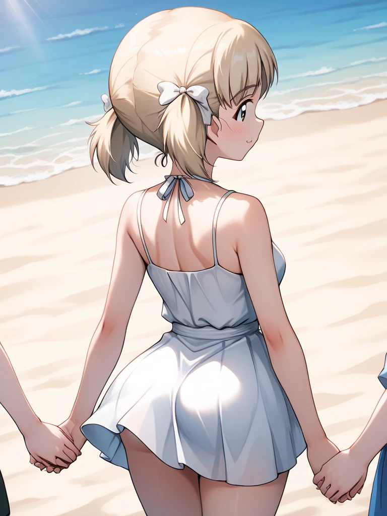 Master piece,best quality,official style,Strike Witches,FRANCESCA
LUCCHINI, Highly detailed, High resolution 16k close-up of human skin. Skin texture must be natural, With such detail that pores can be finely identified. Skin should look healthy,cowboy_shot, beach, crowd, light smile