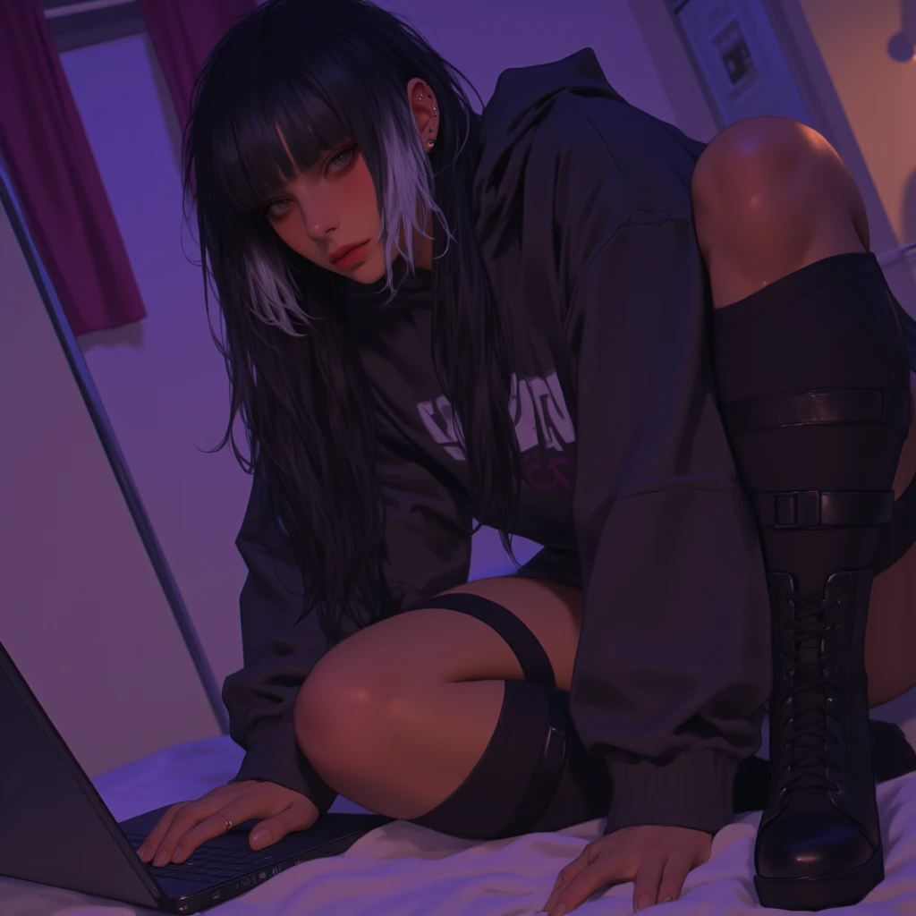 ((La mejor calidad)), ((obra maestra)), (muy detallado:1.3), ..............3D, Beautiful (cyberpunk:1.3) Mujer hacker, peinado corto,pelo corto, Volver al visor, cabello grueso, Terminal de ordenador operativo, Pantalla montada en la cabeza, computer server, Pantalla LCD, fiber optic cable, Logotipo de la empresa, HDR (High Dymanic Range), Trazado de rayos, NVIDIA RTX, Super resolution, Irreal 5, Subsoil Scatter, Textura PBR, Post-procesamiento, Anisotropic filtering, profundidad de campo, maximum sharpness and sharpness, Texturas multicapa, Albedo y Highlight Maps, Sombreado de superficies, Accurate simulation of light-material interactions, proporciones perfectas, Renderizado de octanaje, duotone lighting, ISO bajo, balance de blancos, Regla de los tercios, amplia apertura, 8K RAW, efficient sub-pixels, sub-pixel convolution, glow particles, dynamic pose