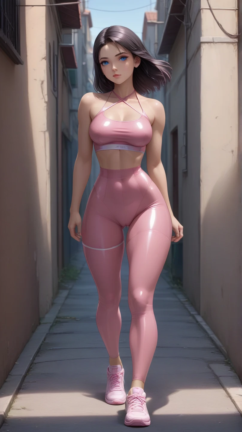 ulzzang-6500-v1.1,(Raw Photos:1.2),((Photorealistic:1.4)),Top Quality,Masterpiece, Illustration, Very delicate and beautiful, Highly detailed CG ,Unity,8k wallpaper, amazing, fine details, official art,highly detailed CG Unity 8k wallpaper,absurd, incredibly absurd, huge file size, ultra detail, high resolution, Beautiful Detailed Girl, Very Detailed Eyes and Face, Beautiful Detailed Eyes,Face Light,Movie Lighting,((Very Pink Tight Suit Clothes)),1 Girl,Full Body,Full Body Shot,Watch Viewer,((Light Pink Hair))、Red Eyes,((blissful))、Most Detailed Background, ((Student Uniform)), (Smile), (Smile), With Twin Tails,Longsword,14 years old