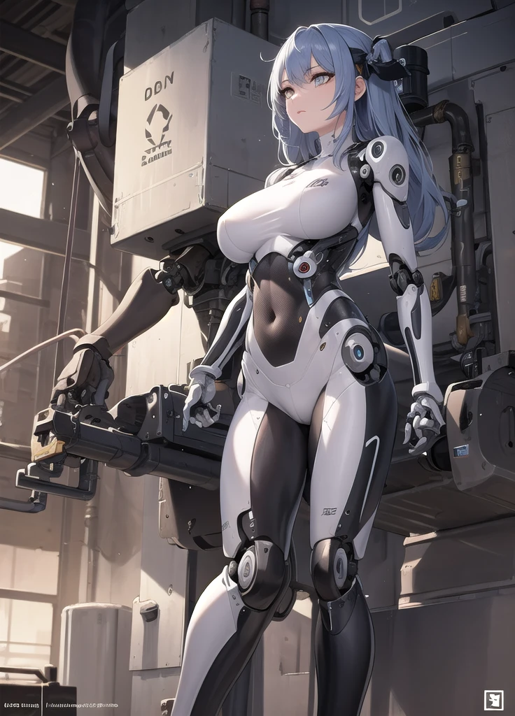 (((masterpiece)))、(((top-quality)))、((ultra-definition))、(High Definition CG Illustration)、((extremely delicate and beautiful))、(From Side)、Cinematic Light、 ((1 Mechanical Girl))、独奏、full body Esbian、(Mechanical joint:1.2)、((Mechanical limbs))、(blood vessels connected to tubes)、(Back-mounted mechanical spine)、((Neck-mounted mechanical cervical spine) ))、(sitting on)、deadpan、(Wires and cables attached to the neck:1.2)、(Head wires and cables:1.2)(charactor focus)、scientific fiction、White background、A highly detailed、colourfull、The most detailed、Shortcut Hair、Ecchi、(((barechested)))、tits out、White hair、Artificial human、penetrate