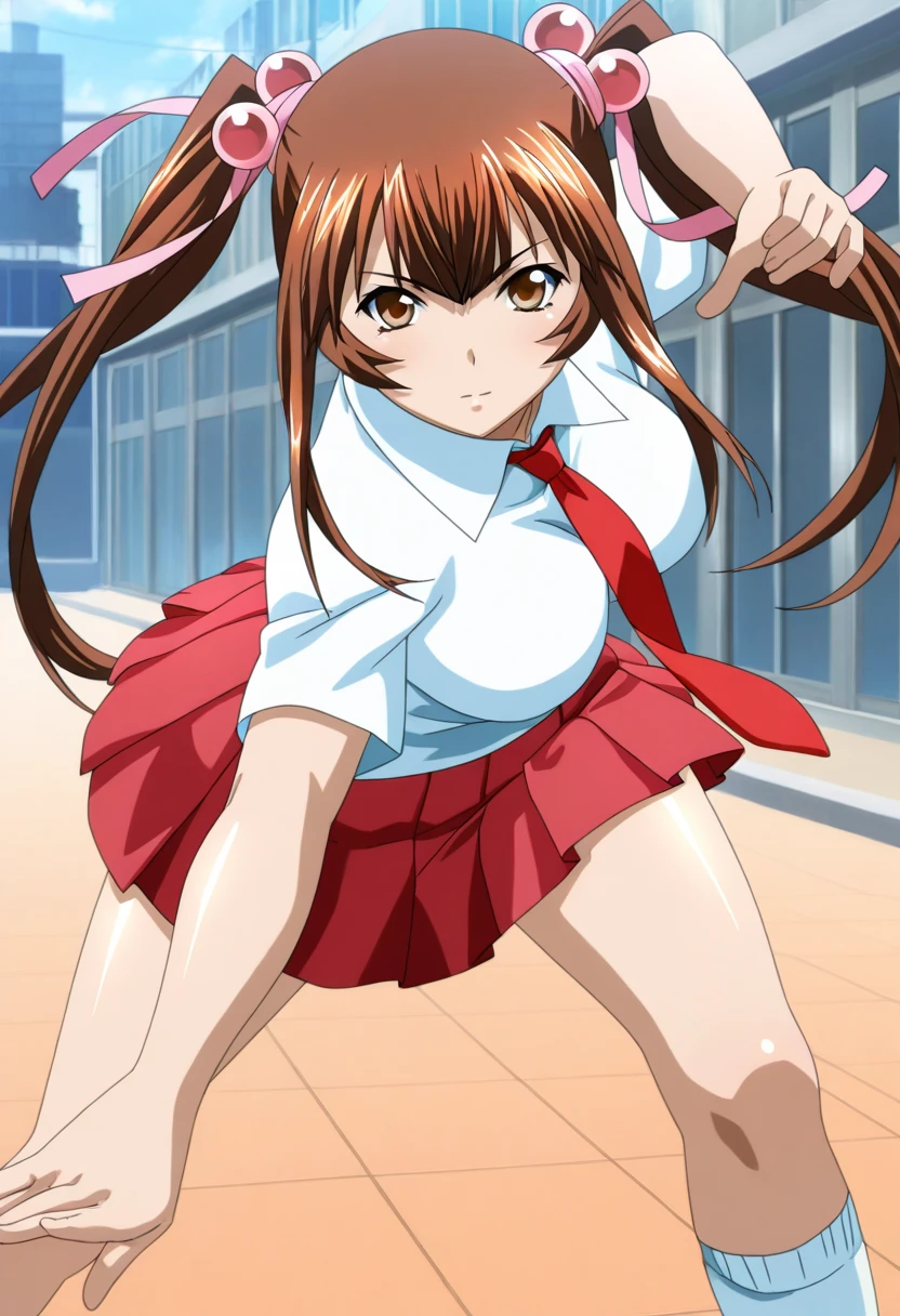 anime artwork of <lora:BB_Kurumi Imari :1>
Kurumi Imari a woman in a white shirt and red pants,1girl,solo,long hair,breasts,skirt,large breasts,brown hair,shirt,hair ornament,thighhighs,long sleeves,navel,underwear,school uniform,green eyes,panties,ponytail,open clothes,tears,bra,white panties,side ponytail,open shirt,underboob,chain,bound,bdsm,lingerie,hair bobbles,bondage,white bra,bound wrists,magic circle,hexagram,brown hair,long hair,pony tail,eroge,anime,manga,nsfw,cartoon,Adult animation,explicit,Original video animation,Baiburu Burakku style,Bible Black style green_eyes, eroge,anime,manga,nsfw,cartoon,Adult animation,explicit,Original video animation, Baiburu Burakku style, Bible Black style, anime style, key visual, vibrant, studio anime, highly detailed